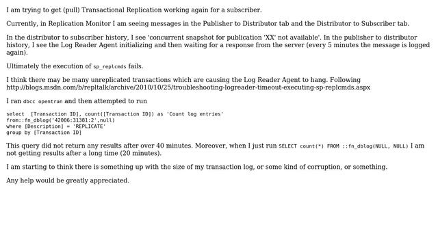 Databases: SQL Server Troubleshooting Replication and Long-Running fn_dblog query смотреть онлайн