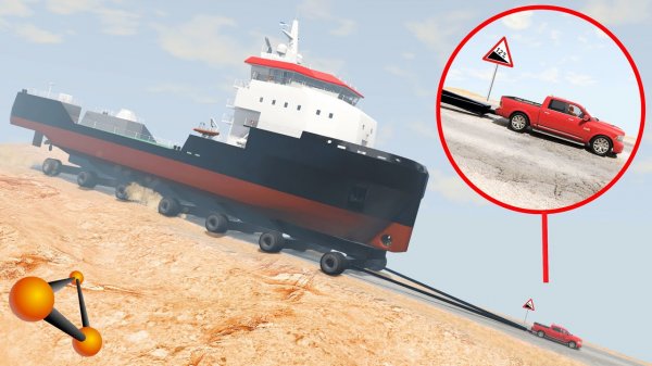 ТАНКЕР БЕЗ ТОРМОЗОВ! ОГРОМНЫЙ КОРАБЛЬ НА СПУСКЕ _ BeamNG.drive (720p)