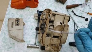 Как быстро поменять масляный шланг на бензопиле штиль. Лайфхак #stihl