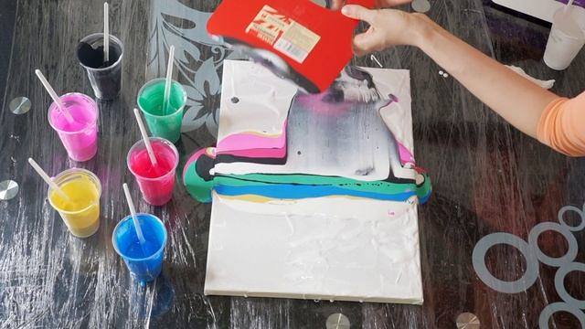 Создание картины в технике Fluid Art, Флюид Арт, Акриловая заливка смотреть онлайн