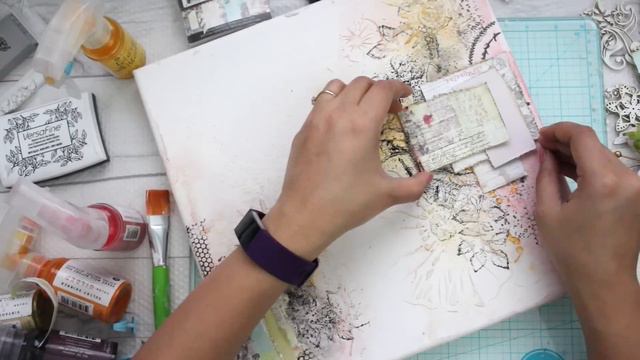Shabby Chic Mixed Media Canvas Tutorial with Subtitles |Easy | How To Do смотреть онлайн