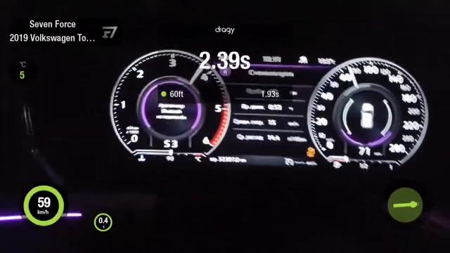 Как поехал Volkswagen Touareg III 3.0TDI после Stage 1? Разгон 0-100 км/ч. Замер скорости на dragy смотреть онлайн