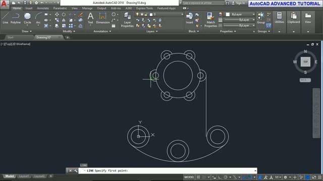 #AutoCAD 2018 EXERCISE TUTORIAL FOR BEGINNERS 10 смотреть онлайн