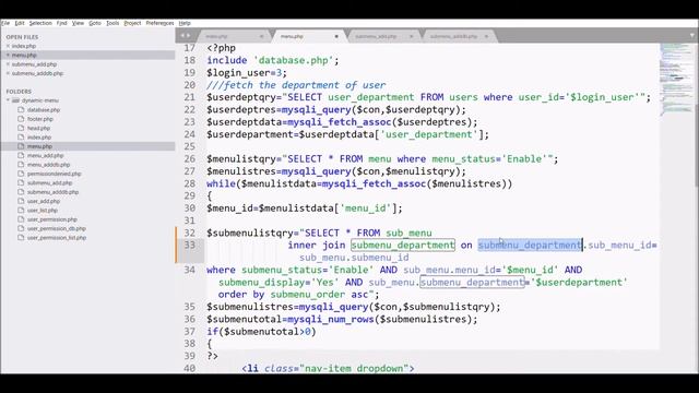 Department Wise Permission in Dynamic Menu | One Menu in multiple department | Php & MySQL | Part-8 смотреть онлайн