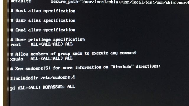 Raspberry Pi: Syntax error in /etc/sudoers смотреть онлайн