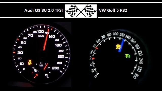 Audi Q3 8U 2.0 TFSI VS. VW Golf 5 R32 - Acceleration 0-100km/h смотреть онлайн