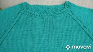 Вязание. Летний джемпер спицами " Бирюза" с коротким рукавом регланом сверху из GAZZAL BABY COTTON.