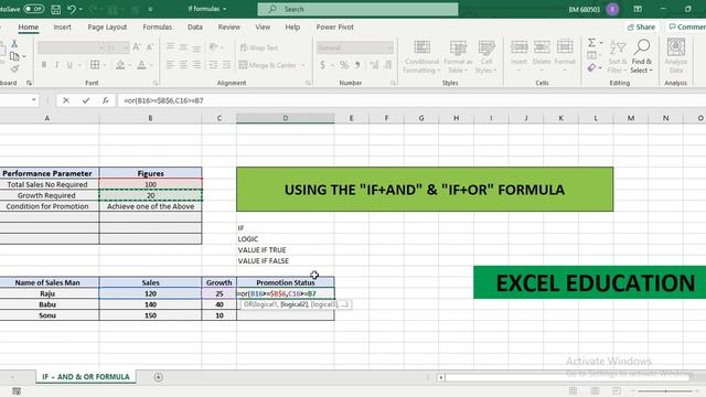 Excel Education | Module 2 | 2.6.2 Combining IF + AND/OR in MS Excel смотреть онлайн