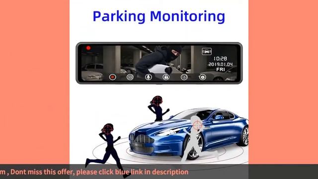 Bluavido 12 дюймов Автомобильное Зеркало Android 8 1 видеорегистратор смотреть онлайн