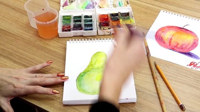 Мастер-класс по рисованию акварелью скетч рисунка _Сочная груша_. смотреть онлайн