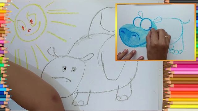 Рисуем с Алисой бегемота. Как нарисовать бегемотика. Рисуем красиво. смотреть онлайн