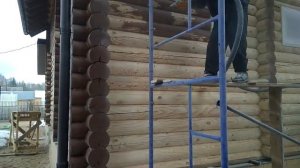 Шлифовка сруба абразивно-струйным методом