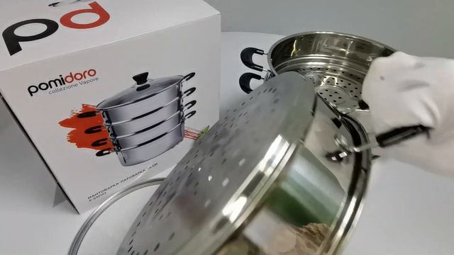 Мантоварка-пароварка 26 см 3 яруса Pomi d'Oro смотреть онлайн