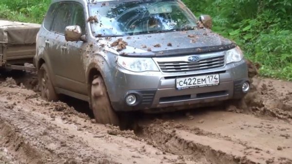 СУБАРУ ГРЯЗЬ ПРИЦЕП,субару форестер, субару рулит, танк, прорвемся, ФОРЕСТЕР