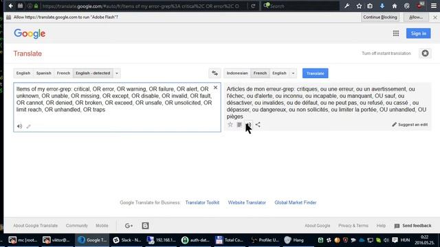 List Of My Error-grep Items For Syslog In English And In French