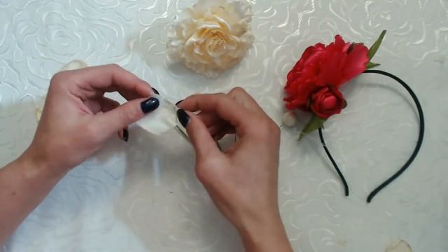 Цветы из атласных лент.Ободок с пионом.Мастер класс смотреть онлайн