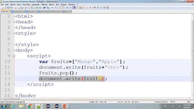 JavaScript Lecture - 37 Pop & Push Array Method смотреть онлайн