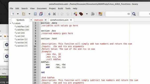 Assembly 28b: Simple Functions in x86_64 Linux смотреть онлайн