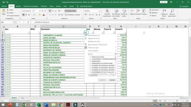 IMPORTAR PRESUPUESTO DE EXCEL A S10 [Partidas en SIN TIPO FORMATO] смотреть онлайн