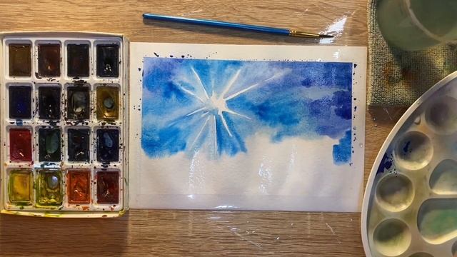 Как нарисовать солнечное небо карандашом и акварелью начинающим | Рисунок для детей смотреть онлайн