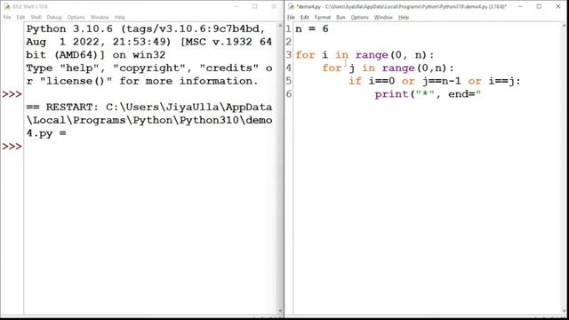 p14 python program to print inverted hallow or empty right angle triangle pattern how to write as смотреть онлайн