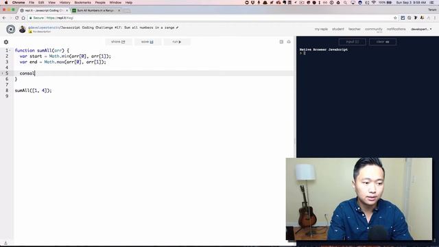 Javascript Coding Challenge #17: Sum All the Numbers in Range (Freecodecamp) смотреть онлайн