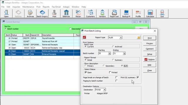 Adagio BankRec - Batch Listing Report смотреть онлайн