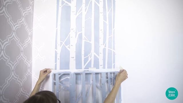 How to re-position STENCILIT® BIRCH FOREST wall stencil? смотреть онлайн
