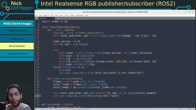 Robotics - Publish and Subscribe to RGB Image from Intel Realsense смотреть онлайн