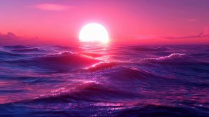 Розовый Закат и Волны на Безгранном Океане | Pink Sunset | Ocean | Waves | Horizon Line - Живые Обои