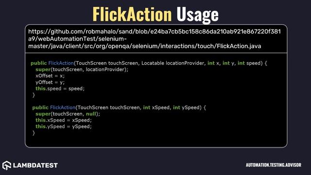 org openqa selenium interactions touch FlickAction class with examples смотреть онлайн