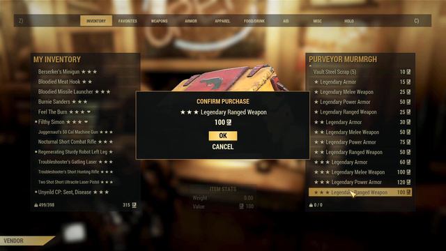 Legendary Crafting VS The Purveyor 4, Like a Gat out of Hell ,Fallout 76 смотреть онлайн