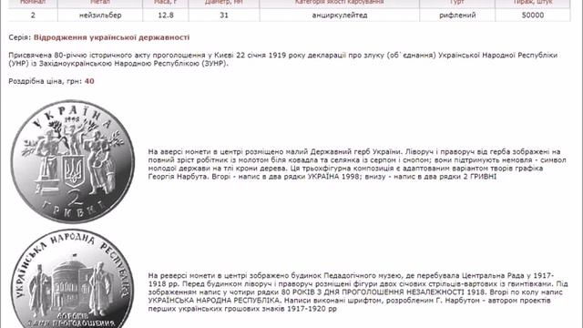 Пам'ятна монета. 80 років проголошення незалежності УНР смотреть онлайн