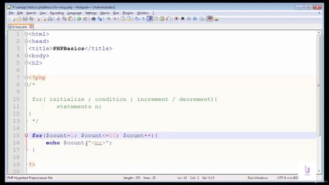 For Loop in PHP | PHP Tutorial for Beginners | PHP Programming Language tutorial | PHP Course 2021 смотреть онлайн