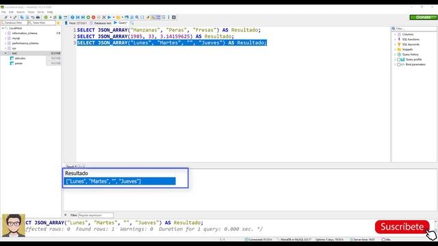 Tutorial JSON y MySQL v8 - Funciones JSON SQL - JSON_ARRAY() смотреть онлайн