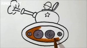 Как легко нарисовать танк с танкистом ребенку поэтапно. Видео для детей.