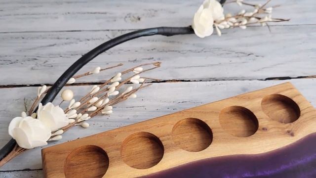 Подсвечник из дерева и эпоксидной смолы Романтик смотреть онлайн