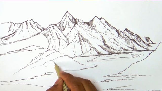 How to draw mountains | Mountain sketches смотреть онлайн