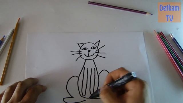 Учимся рисовать кошку с котом пончиком смотреть онлайн