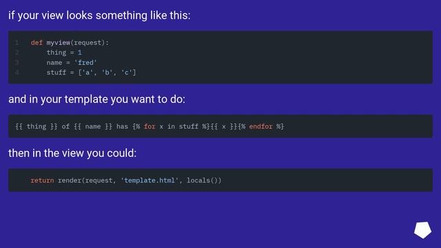 Django using locals() смотреть онлайн