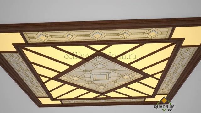 Световой потолок витражного типа с каркасом из массива дерева. смотреть онлайн