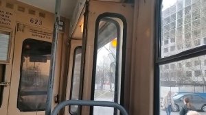 трамвай татра т3, бортовой 623+624 на 1 маршруте города Екатеринбург