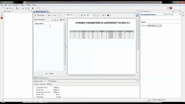 MFDynamicSQL Parameters in JasperSoft Studio смотреть онлайн