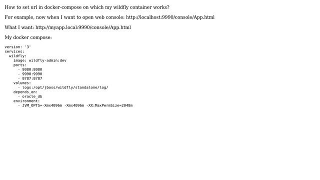How to set url in docker-compose on which my wildfly container works? смотреть онлайн