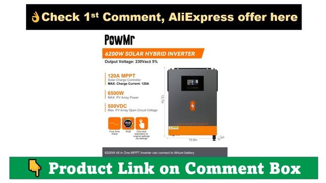 PowMr 6.2KW 4.2KW 3.6KW Hybrid Solar Inverter смотреть онлайн