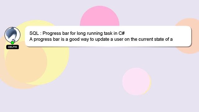 SQL : Progress bar for long running task in C# смотреть онлайн