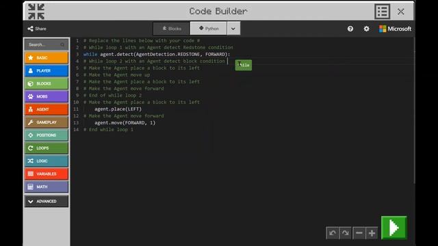 Minecraft EE- Python Walkthrough, Lesson 7- Conditional Loops, Activity 2 смотреть онлайн