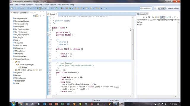 Overriding the Object equals method смотреть онлайн