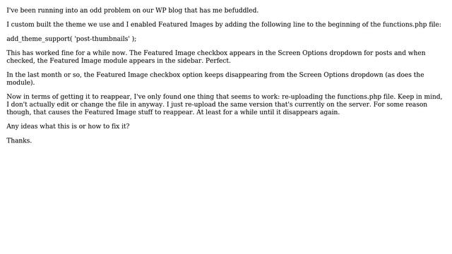 Wordpress: Featured Image Module Randomly Disappears смотреть онлайн