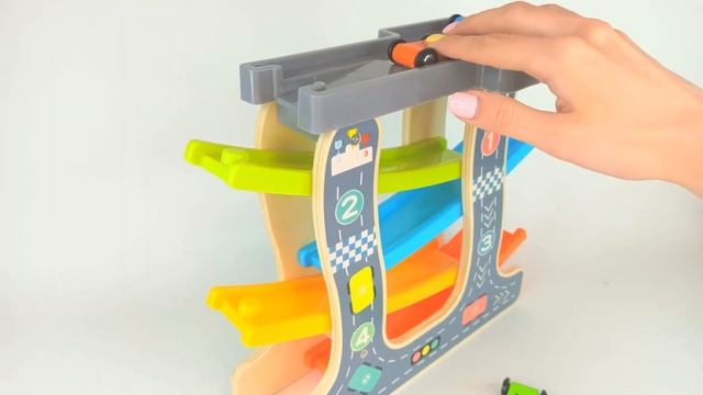 Гоночный Трек Детский автотрек из Дерева 4 уровня 4 машинки для развития моторики и внимания смотреть онлайн